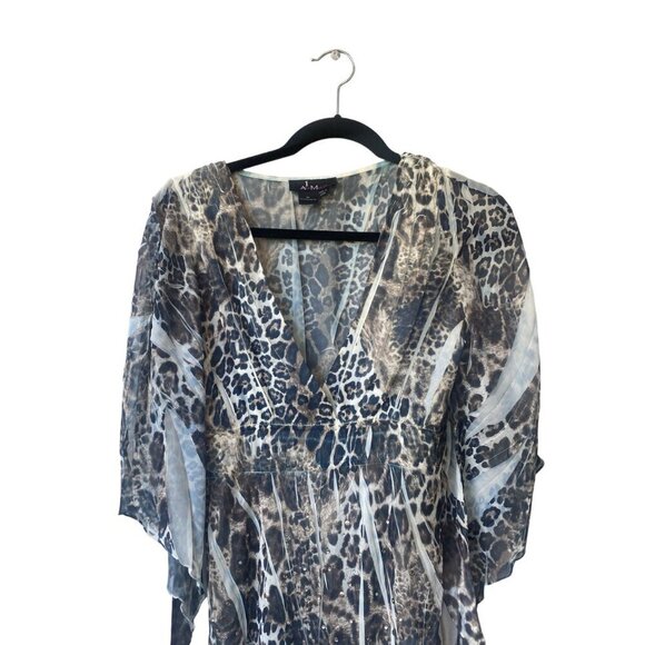 Alberto Makali Animal Print Dress Fairy Sheer Batwing Sleeve Whimsigoth V Neck - Picture 2 of 12